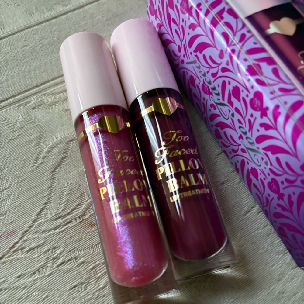 Too Faced Pillow Balm Lipgloss Duo Set Fairy Kiss & Berry Jam Kiss BNIB
